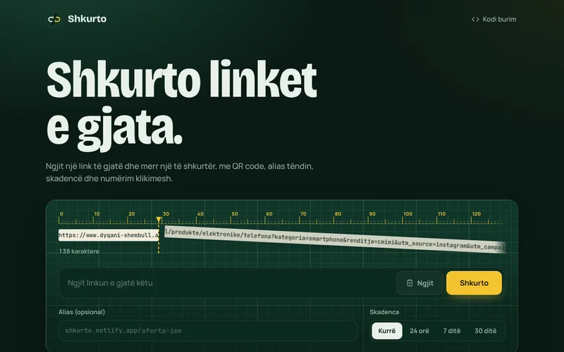 Shkurto — URL shortener with QR codes